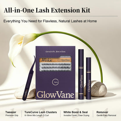 GlowVane TrueCurve Lash Clusters Kit, Wispy Curved Band Eyelash, Winkie GlowVane