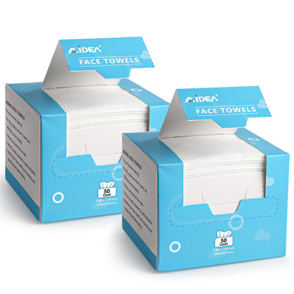 AIDEA Face Towels Disposable-100Ct (2 Box), Face Cloths for Sensitive Skin AIDEA