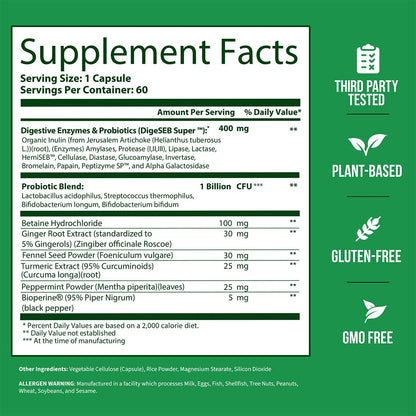 GoBiotix Digestive Enzymes Supplement with Prebiotics and Probiotics for Women and Men - Gut Health, Gluten Digestion, Lactose Absorption GOBIOTIX
