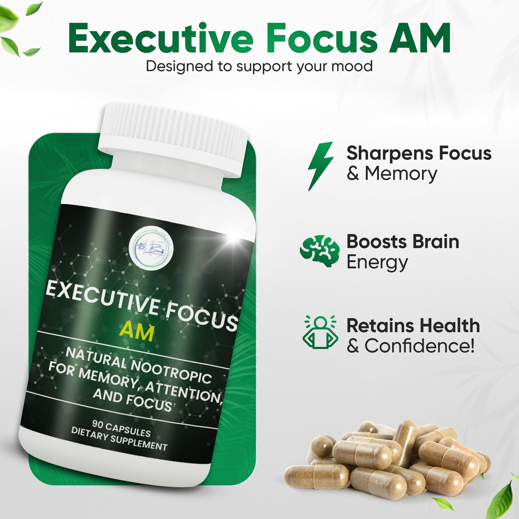 12-in-1 Natural Nootropic Brain Supplement for Memory and Focus, Nootropic for Men & Women, Brain Support Pill for Adults, Brain Vitamins - Focus 30 Day Supply Executive Focus buy australia supplements