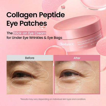 BIODANCE Hydrogel Eye Patches for Under Eye - Collagen Peptide, Anti Wrinkle & Fine Lines (60 Count) BIODANCE