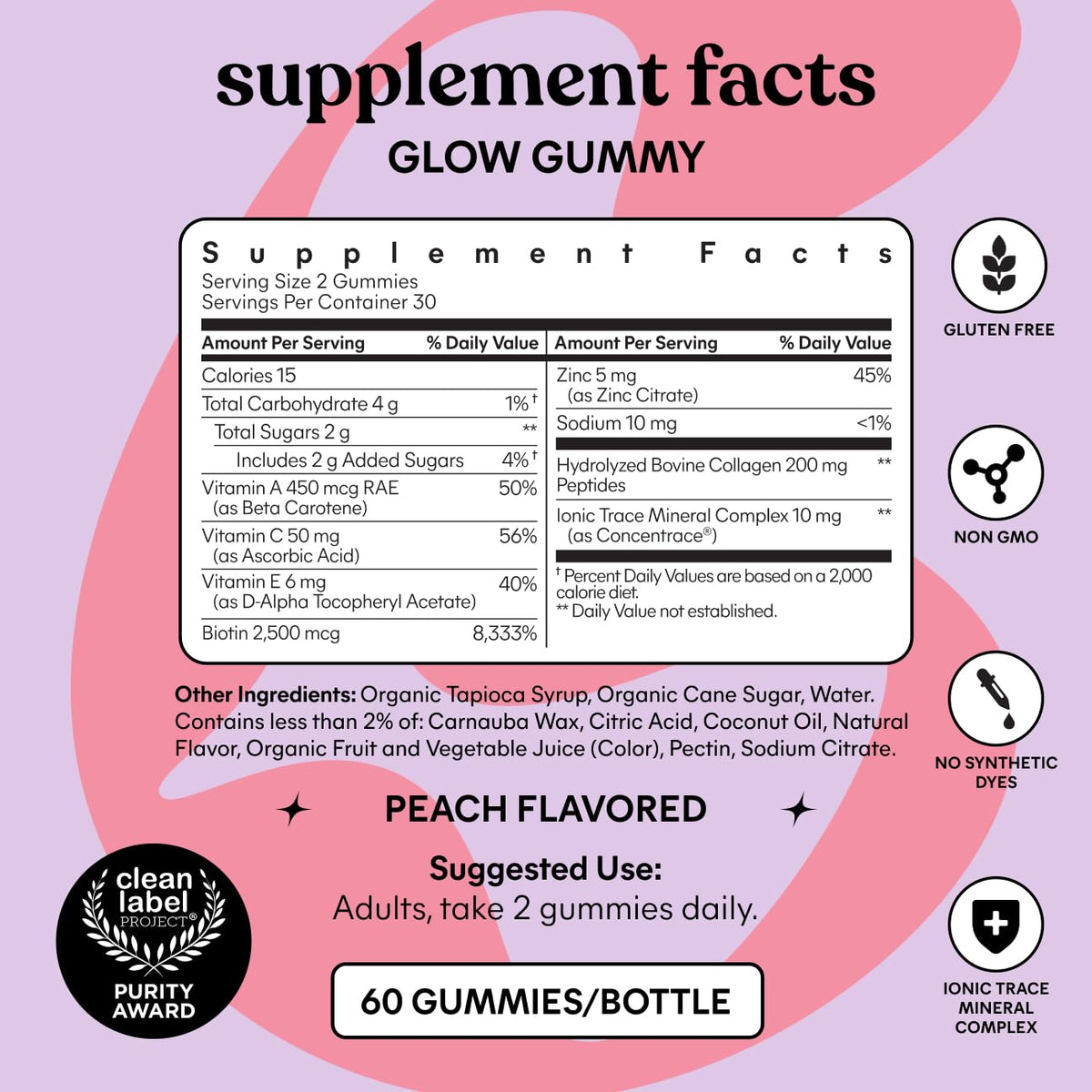 Lemme Glow Collagen Gummies for Strong Nails & Healthy Skin, 30-Day Supply Lemme
