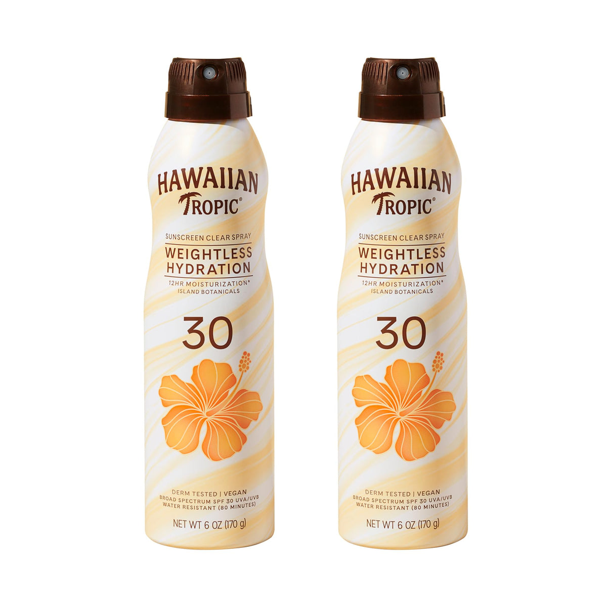 Hawaiian Tropic Weightless Hydration SPF 30 Sunscreen Spray, 6 Oz (2 Pack) Hawaiian Tropic