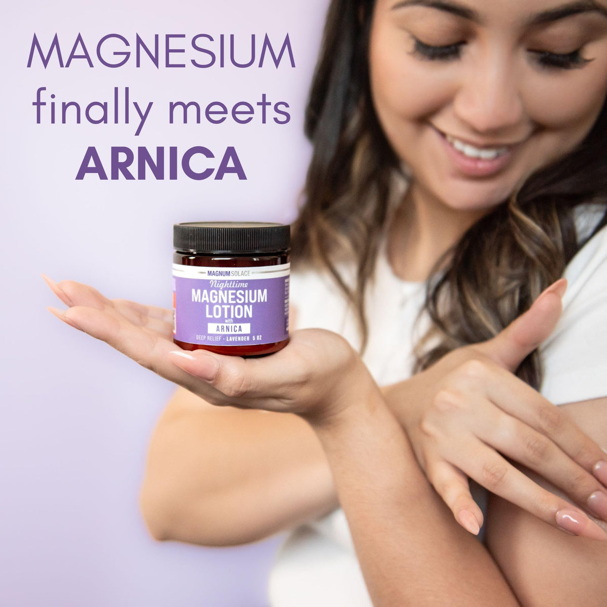 Magnum Solace Nighttime Magnesium Lotion with Arnica – Highly Concentrated Magnesium for Muscles & Joints – Apply to Legs or Feet Before Bed – Skin-Friendly Magnum Solace