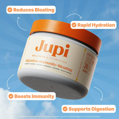 Jupi Hydration & Wellness Powder – Turmeric & Ginger shots, Vitamin C Supplement for Energy, Immune Support & Digestive Health – Vegan, Gluten-Free Drink Mix Jupi