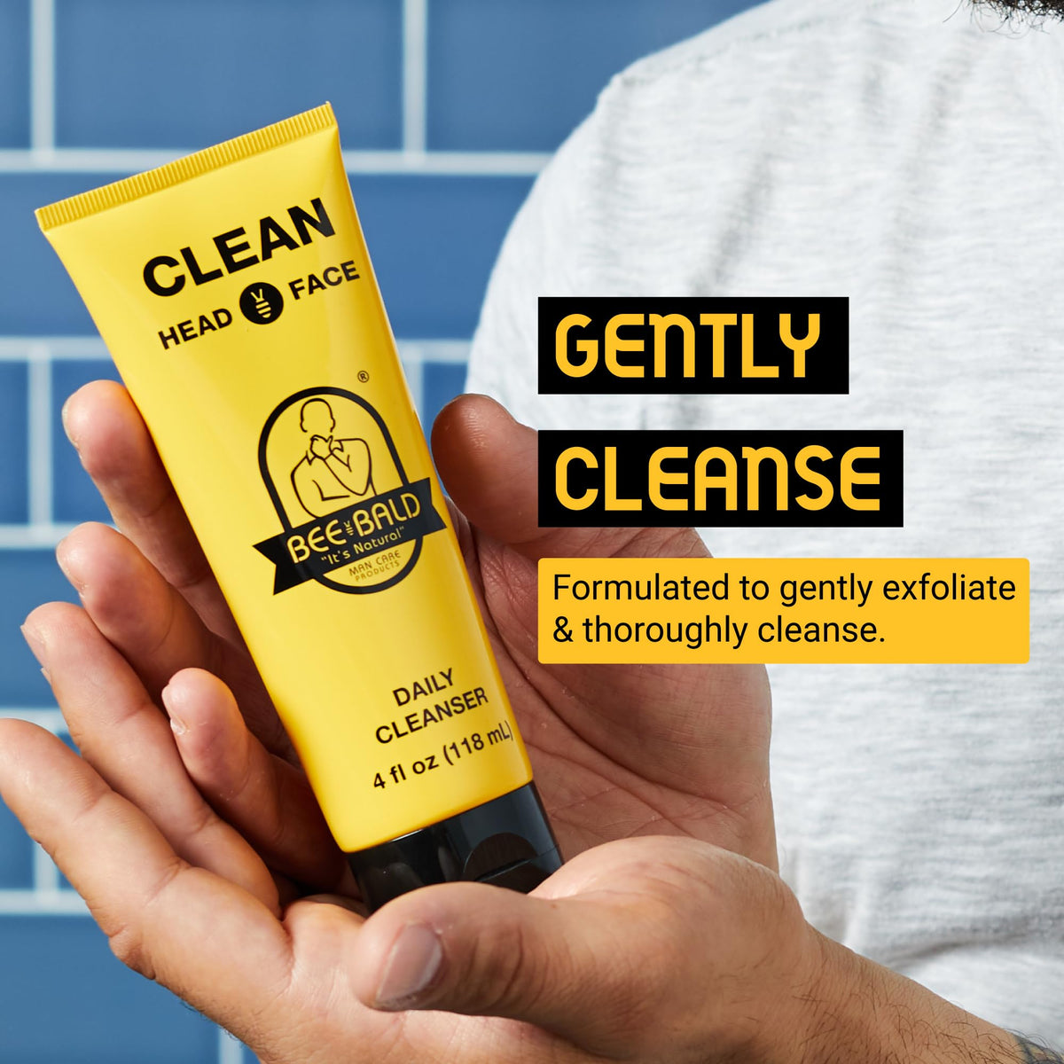 Bee Bald CLEAN Daily Head Care & Scalp Cleanser, Face Wash For Men, 4 fl oz Bee Bald