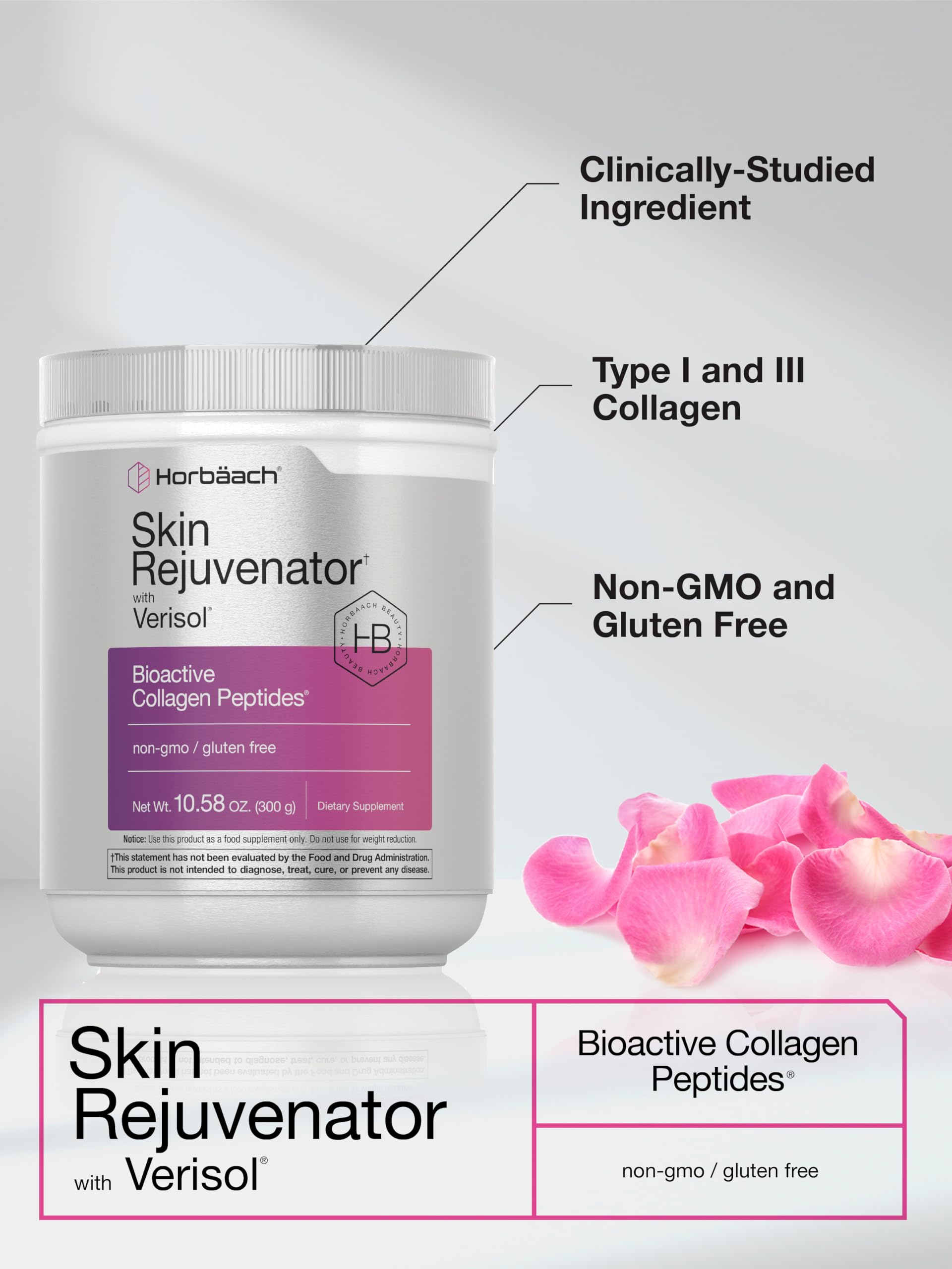 Horbäach Skin Rejuvenator with Verisol 10.58 oz | Bioactive Collagen Peptide Powder | Types I and III | Non GMO, Gluten Free Supplement Horbäach buy australia supplements