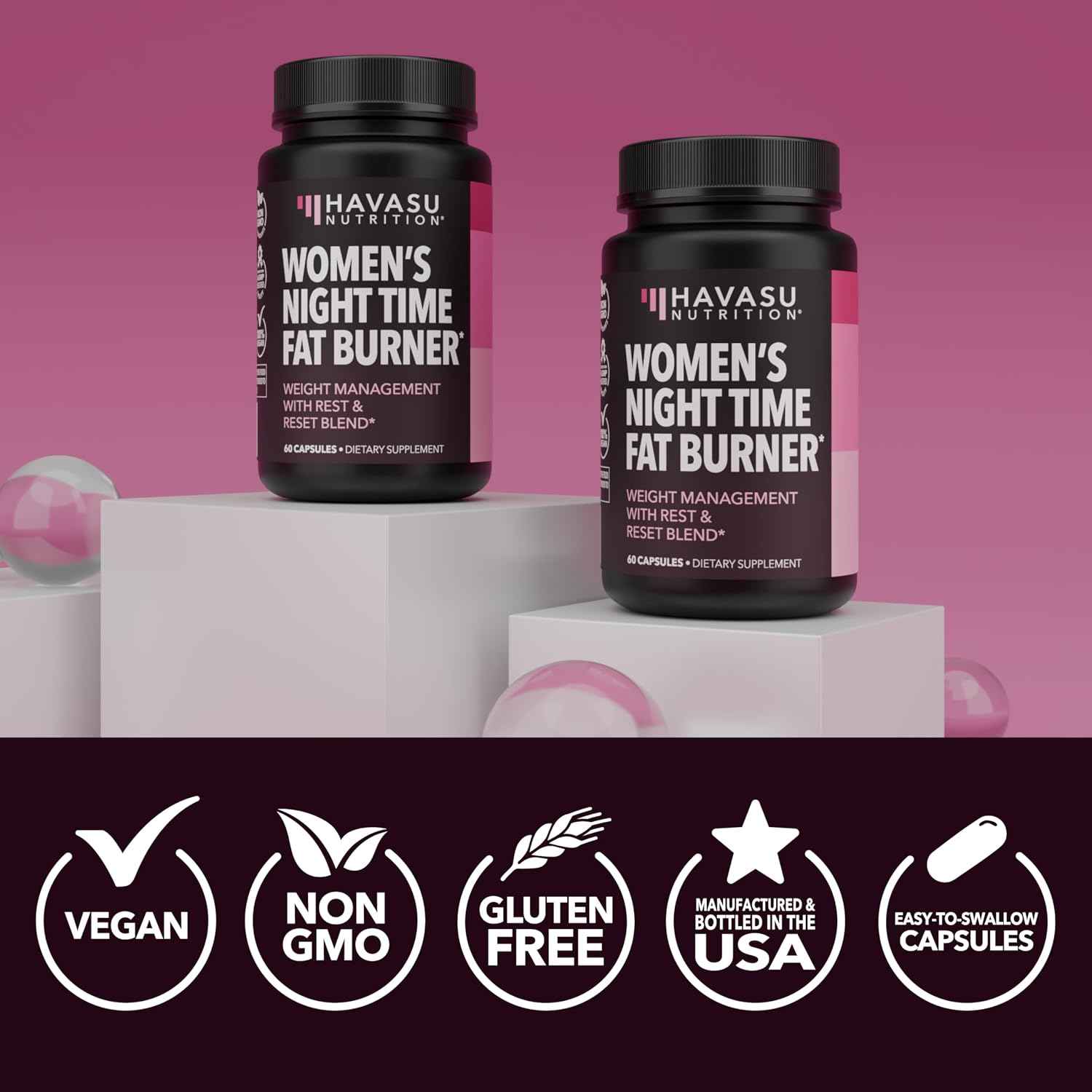 Night Time Fat Burner for Women, Belly Fat & Weight Loss Support, 60 Count | Appetite Suppressant and Overnight Metabolism Booster with Melatonin for Women, Vegan, Gluten Free, 60 Servings Gsupps Australia
