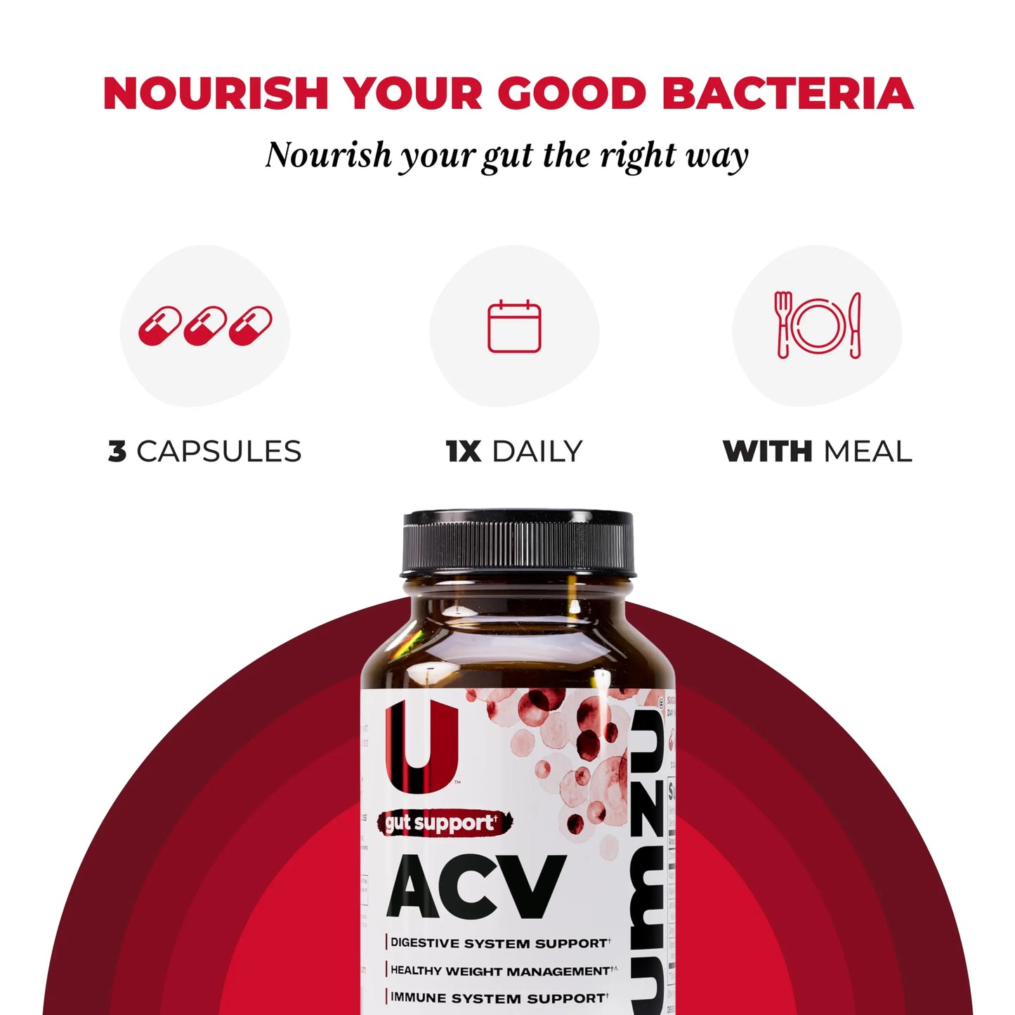 UMZU zuACV Apple Cider Vinegar + Prebiotics Supplement, (30 Day Supply) – ACV & Inulin Fiber Blend – Gut Health Support with ACV Capsules UMZU