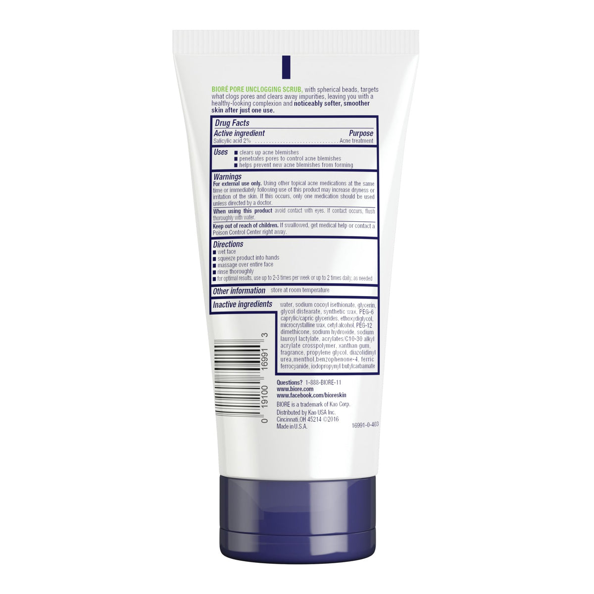 Biore Pore Unclogging Scrub With Salicylic Acid, Oil Free, 5 Oz Bioré