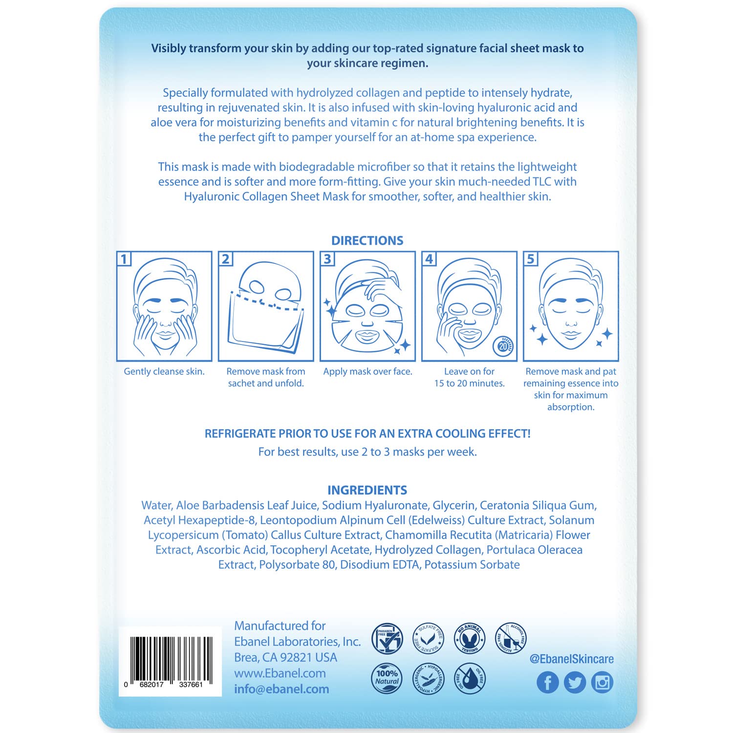 Ebanel 10 Pack Collagen Face Mask with Hyaluronic Acid, Vitamin C, Peptide, Aloe, Instant Brightening Hydrating Face Masks Skincare Korean Sheet Mask, Skin Firming, Lifting Anti Aging Facial Masks Ebanel buy australia supplements