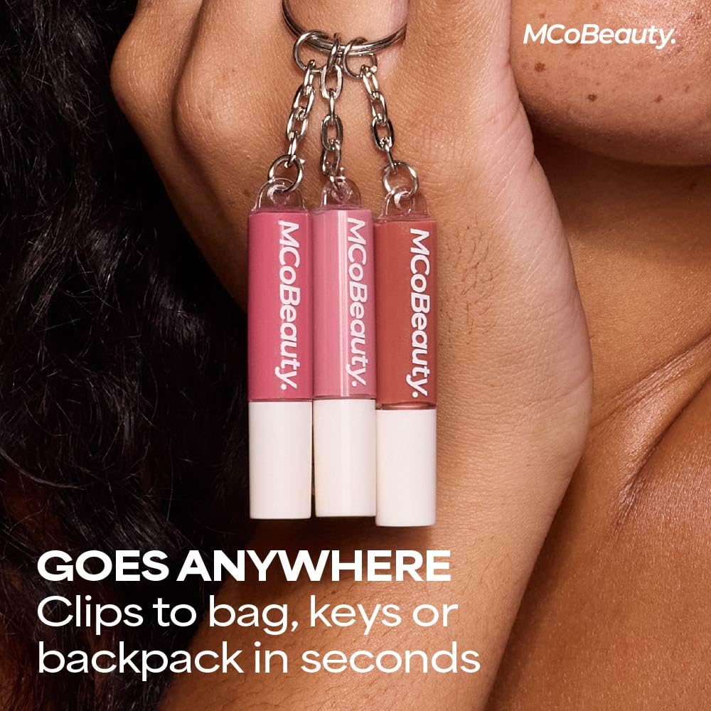 MCoBeauty Lip Gloss Trio - Keychain Lip Gloss Set of 3 Mini Glosses MCoBeauty