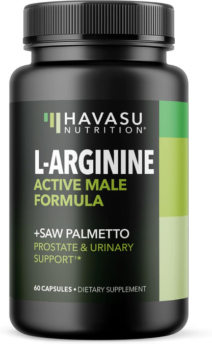 L-Arginine with Saw Palmetto for Men Capsules, Vegan, Non-GMO, 30 Servings | Vegan, Non-GMO Nitric Oxide and Prostate Health Supplements for Men, Endurance and Urinary Tract Function Support Gsupps Australia