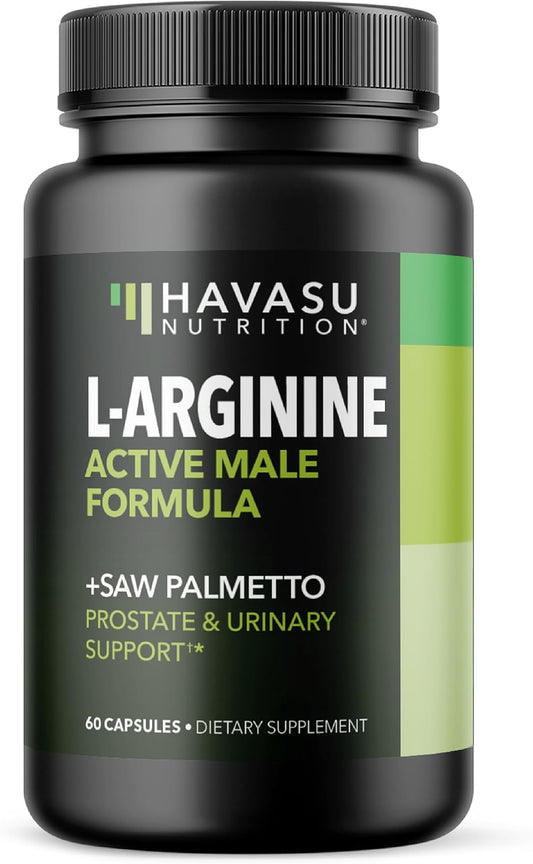 L-Arginine with Saw Palmetto for Men Capsules, Vegan, Non-GMO, 30 Servings | Vegan, Non-GMO Nitric Oxide and Prostate Health Supplements for Men, Endurance and Urinary Tract Function Support Gsupps Australia