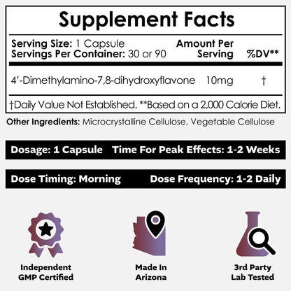 Nootropics Depot 4'-DMA-7,8-DHF Nutritional Supplement Capsules | 10mg | 30 Count | 4'-DMA-7,8-Dihydroxyflavone