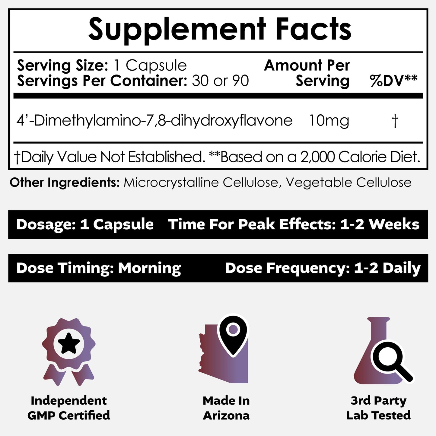 Nootropics Depot 4'-DMA-7,8-DHF Nutritional Supplement Capsules | 10mg | 30 Count | 4'-DMA-7,8-Dihydroxyflavone
