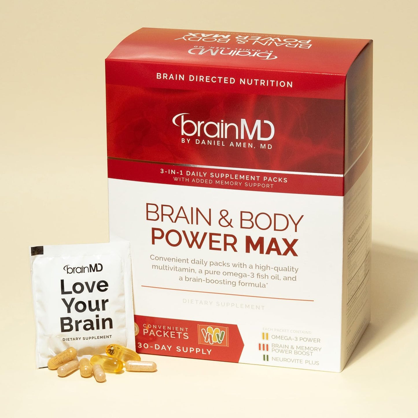 Dr. Amen brainMD Brain & Body Power Max - 420 Capsules - Complete Wellness Support Supplement, Promotes Recall & Retention, Focus, Emotional Balance & Positive Mood - 30 Day Supply