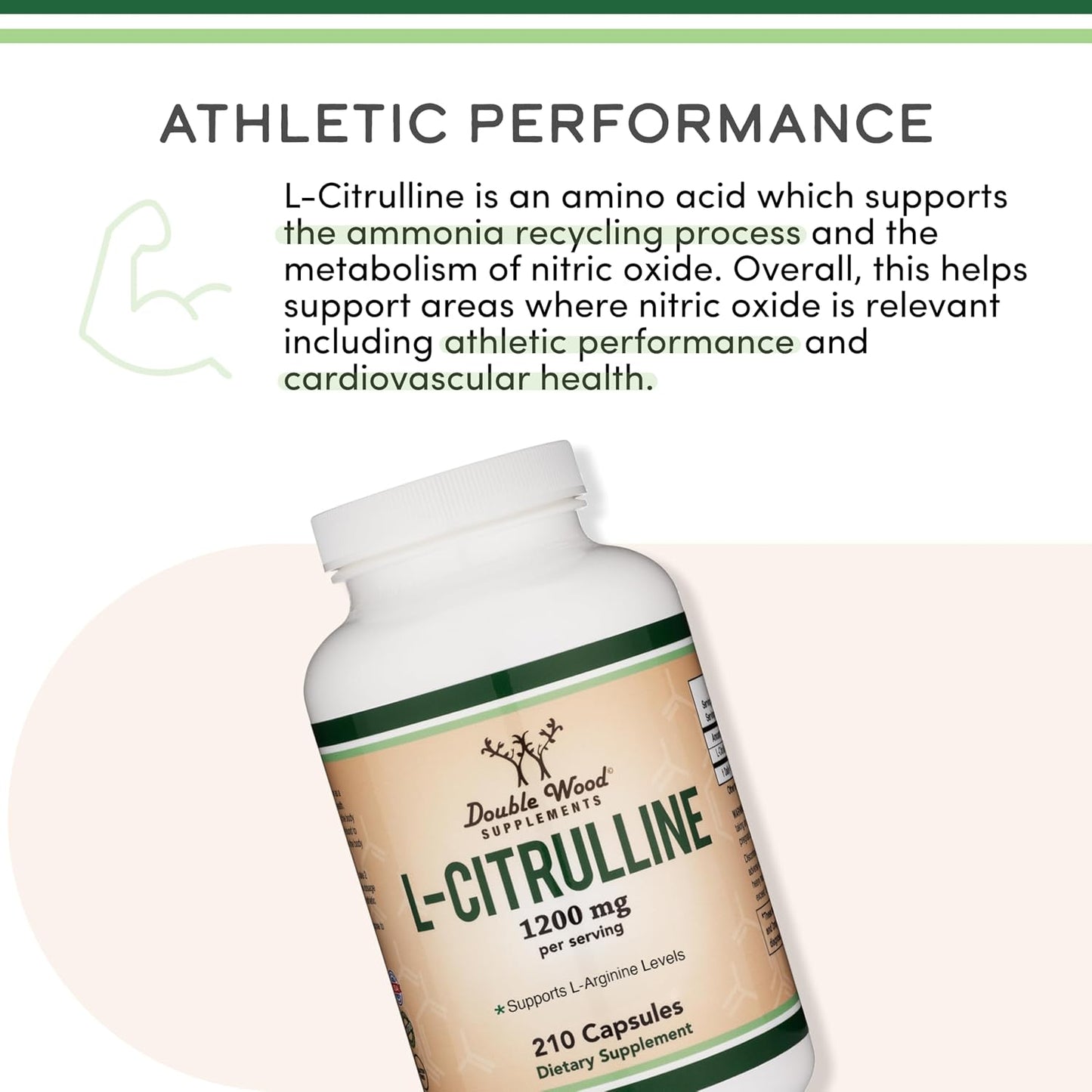 L Citrulline Capsules - 99% Tested Purity - 1,200mg Per Serving (Nitric Oxide Booster) for Muscle Recovery and Muscle Pump, 210 Count by Double Wood