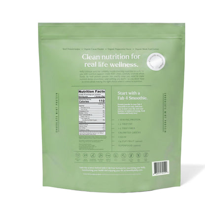 Be Well by Kelly Mint Chocolate Grass-Fed Beef Protein Powder, 23G of Protein & 1G of Carbs (4 Ingredients, 30 Servings) 9 Amino Acids + 3 BCAAs No Soy, Be Well by Kelly LeVeque