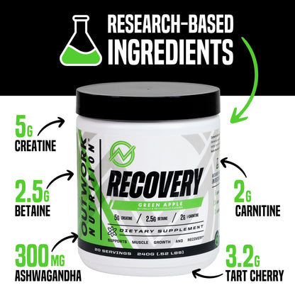 Outwork Nutrition Post Workout Recovery Powder - Creatine Monohydrate, KSM-66 Ashwagandha & Tart Cherry - Speeds Recovery, Eases Soreness - Creatine Powder for Men & Women, Orange Sherbet, 230 Gr
