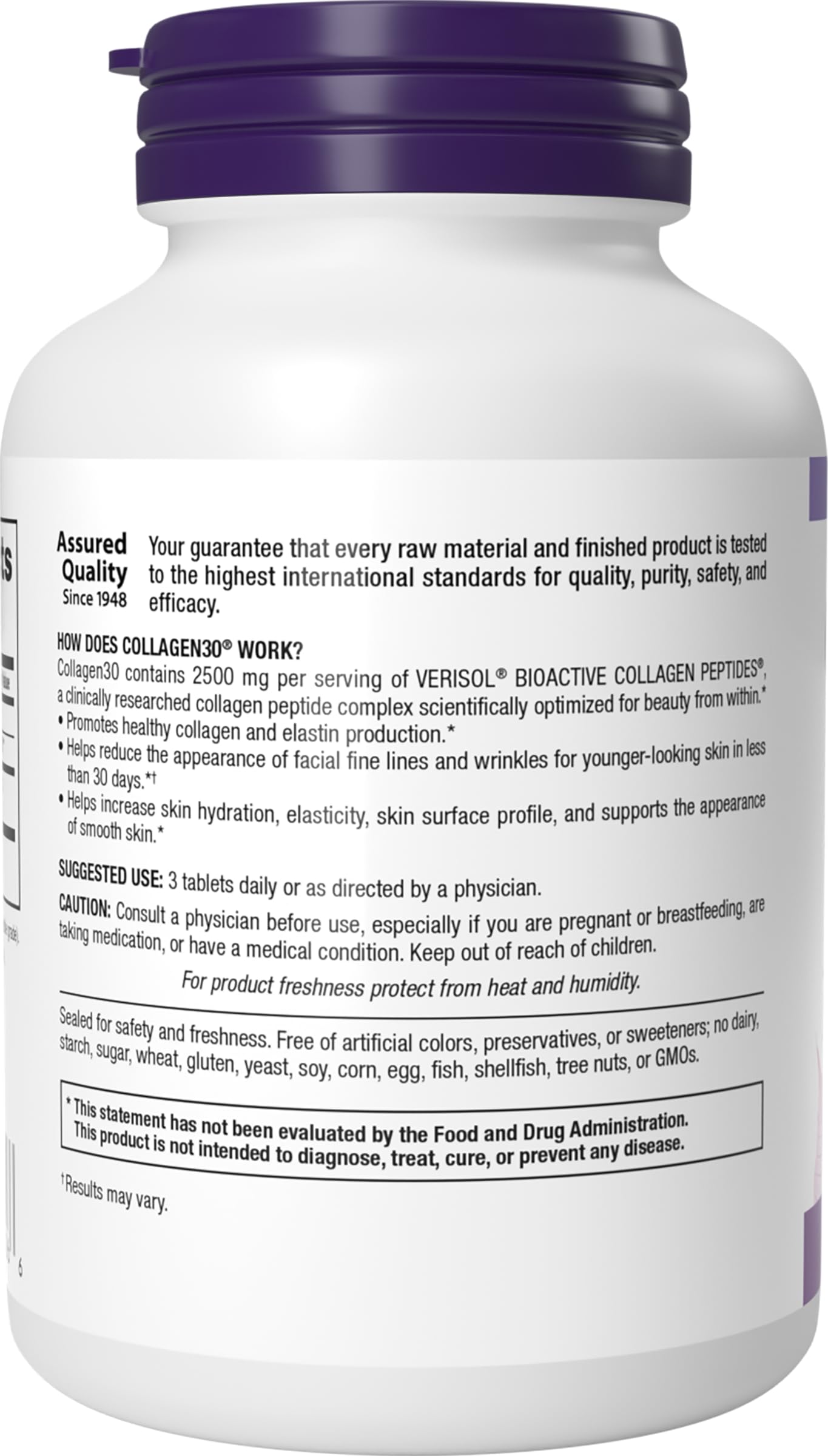 Webber Naturals Collagen 30 Anti-Wrinkle, 2,500mg of Bioactive Collagen Peptides Per Serving (3 Tablets), 180 Tablets, Helps Reduce Deep Wrinkles Webber Naturals