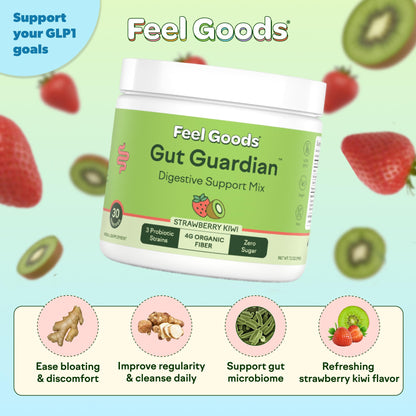 Feel Goods Gut Guardian, Gut Health Powder Drink Mix - Probiotic Fiber with Prebiotics & L Glutamine for Digestive Health, Bloating Relief & Digestion Support, Feel Goods
