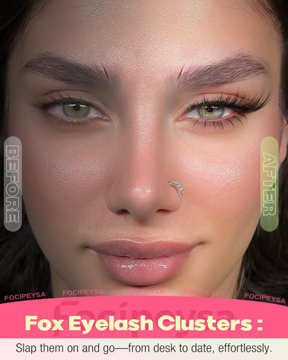 Focipeysa Wispy Lash Clusters Spiky Eyelash Clusters 10-18mm Eyelash Extensions Fox Eye Eyelash Right Left Individual Lashes Foxtail Lashes Thin Soft Lash Extension Waterproof Lash Cluster Focipeysa