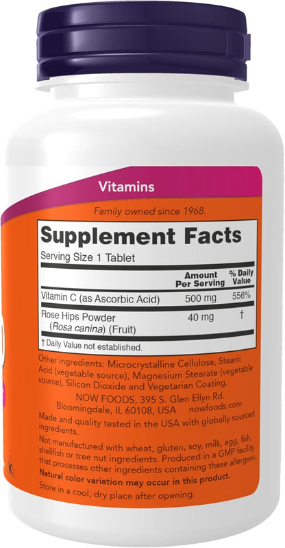 NOW Supplements, Vitamin C-500 with Rose Hips, Antioxidant Protection*, 250 Tablets Gsupps Australia