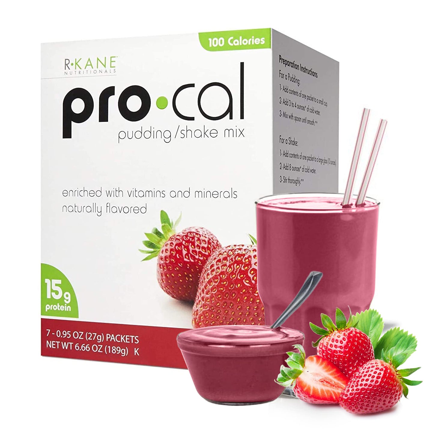 R-Kane Nutritionals Pro-Cal Pudding/Shake Mix, Low Calorie Protein Shake Powder