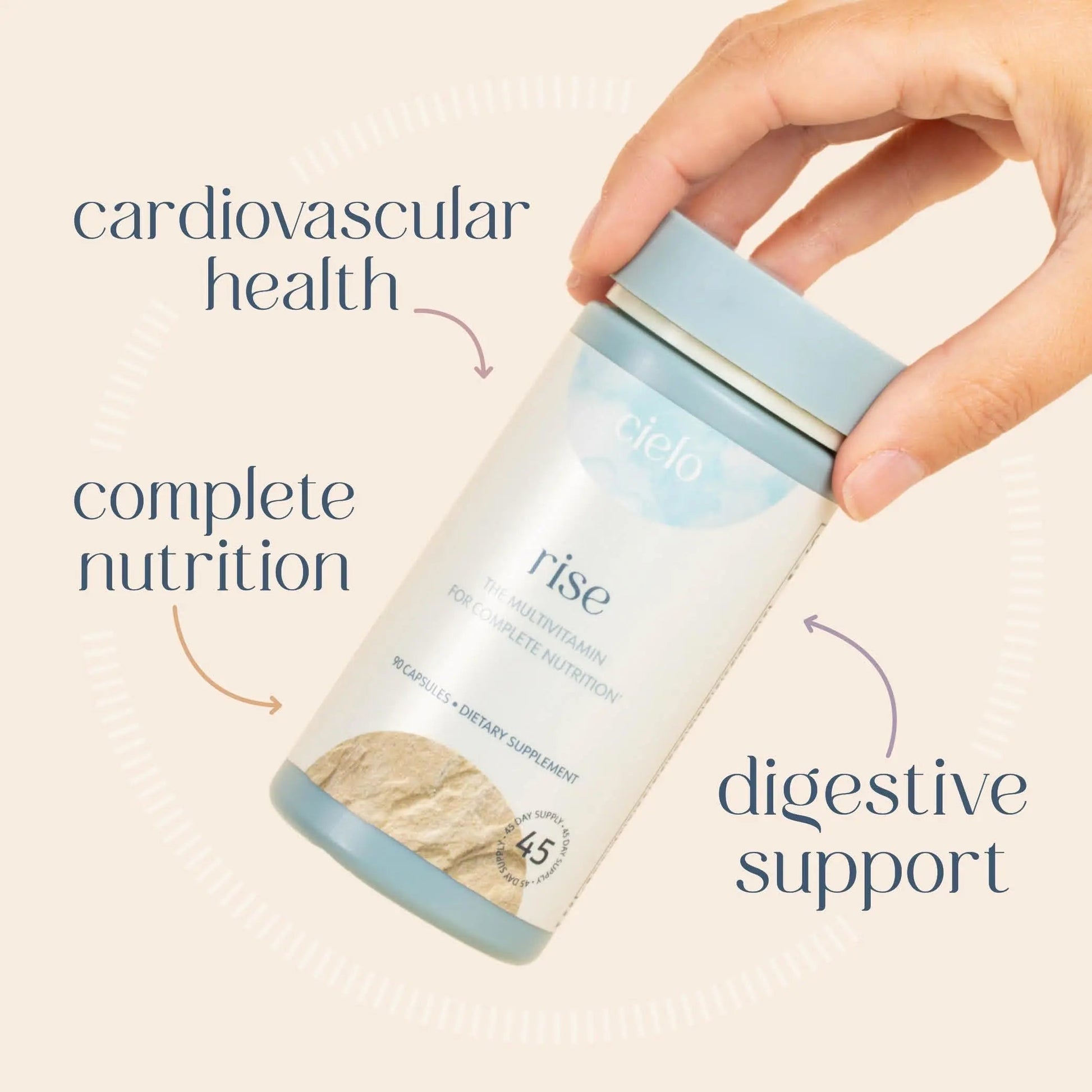 Cielo Rise Multivitamin for Women and Men - Vitamin A, C, D3, E K2, & More - Magnesium Glycinate, Citrate, and Malate for Digestive Support Cielo buy australia supplements