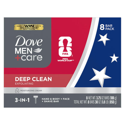 DOVE MEN + CARE Men's Bar Soap Deep Clean More Than Bar Soap 8 Bars 3.75 oz DOVE MEN + CARE