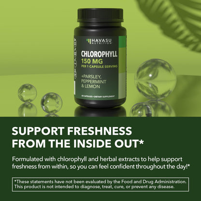 Chlorophyll Pills for Internal Cleanse & Balance, 30 Count, Internal Detox | Skin Health and Body Deodorizing Supplement with Parsley Peppermint & Lemon Extract, Vegan Non-GMO Chlorophyll Capsules Gsupps Australia