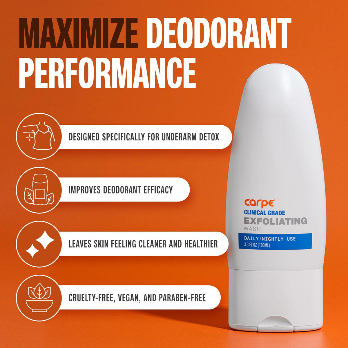 Carpe Exfoliator for Women & Men, Underarm Exfoliating Scrub - Minty Fresh Carpe