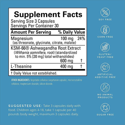 BRAINMD Dr Amen Calm My Brain, 90 Vegan Capsules, Pack of 2 | Fast-Acting Formula, Magnesium, Ashwagandha, L-Theanine, 60 Total Servings