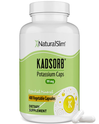 NaturalSlim Natural Potassium Citrate Gluconate 99 mg - Kadsorb Supports Electrolyte Balance & Normal pH - Absorbable Potassium Supplements NaturalSlim