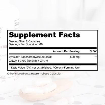 Saccharomyces Boulardii Probiotics 10 Billion CFU Made in USA | No Fillers Patented Strain: Lynside CNCM I-3799 Probiotics for Men and Women Pure Therapro Rx
