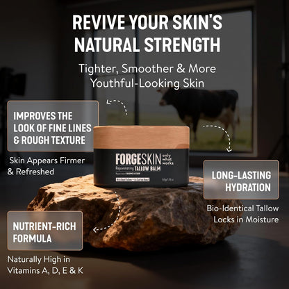 Forge Skin® Wrinkle Defense Beef Tallow Balm for Men [TALLOW-BASED] Moisturizer for Face Hydration - Hydrating Anti Aging Skin Cream Forge Skin
