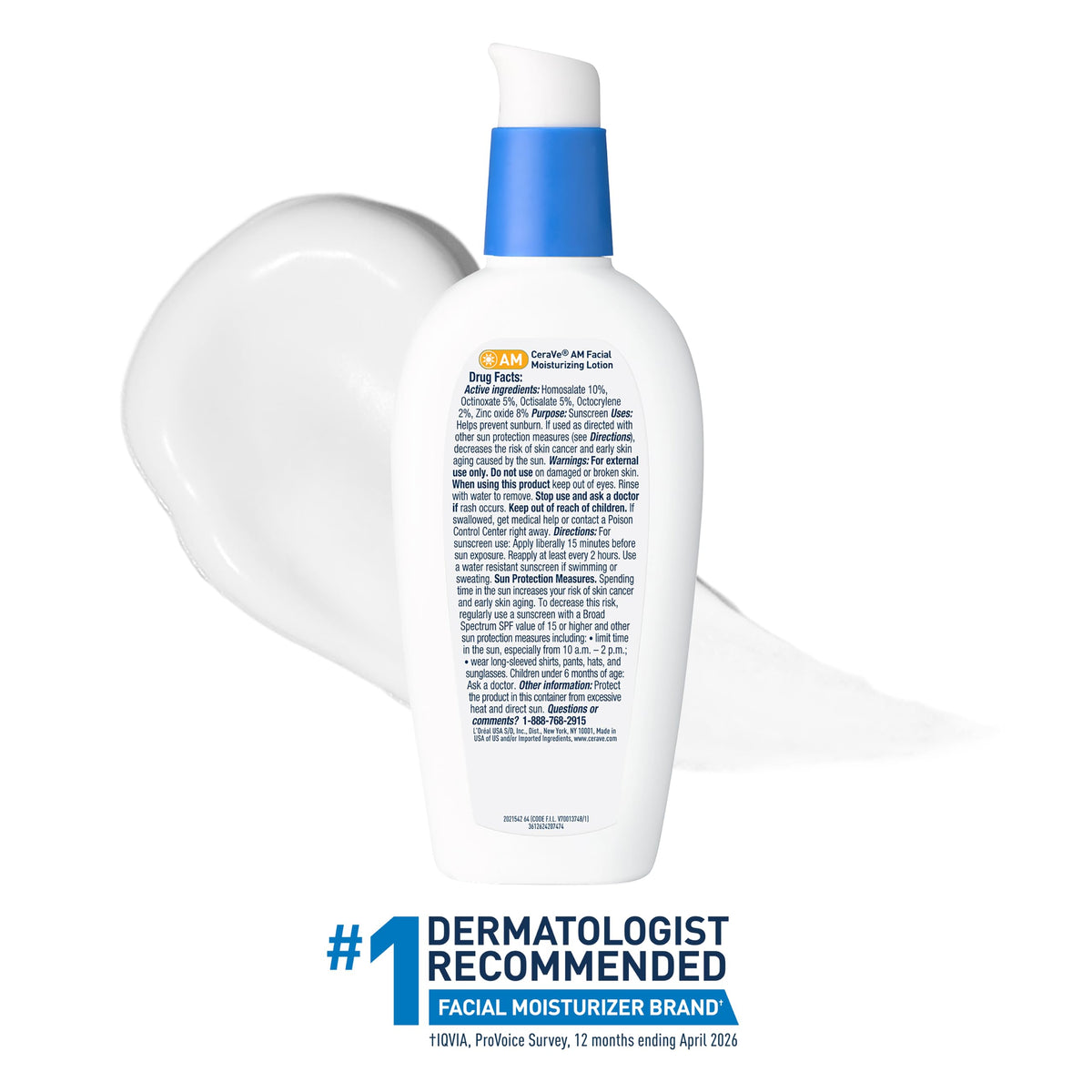 CeraVe AM Oil Face Moisturizer Lotion, Sunscreen for Face, SPF 30, 3oz CeraVe