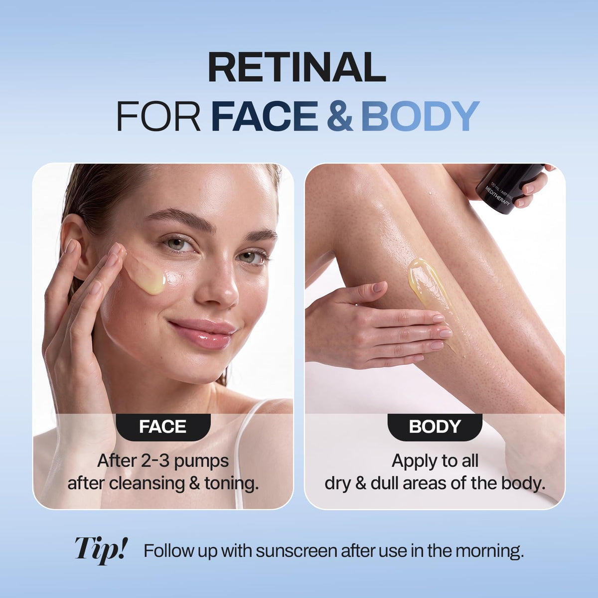 MEDITHERAPY Retinal Skin Booster Serum 5.07 fl oz | Retinaldehyde, Niacinamide, Cica | Korean Hydrating Face & Body Serum for Dull, Uneven Skin, All Skin Types, K-Beauty MEDITHERAPY