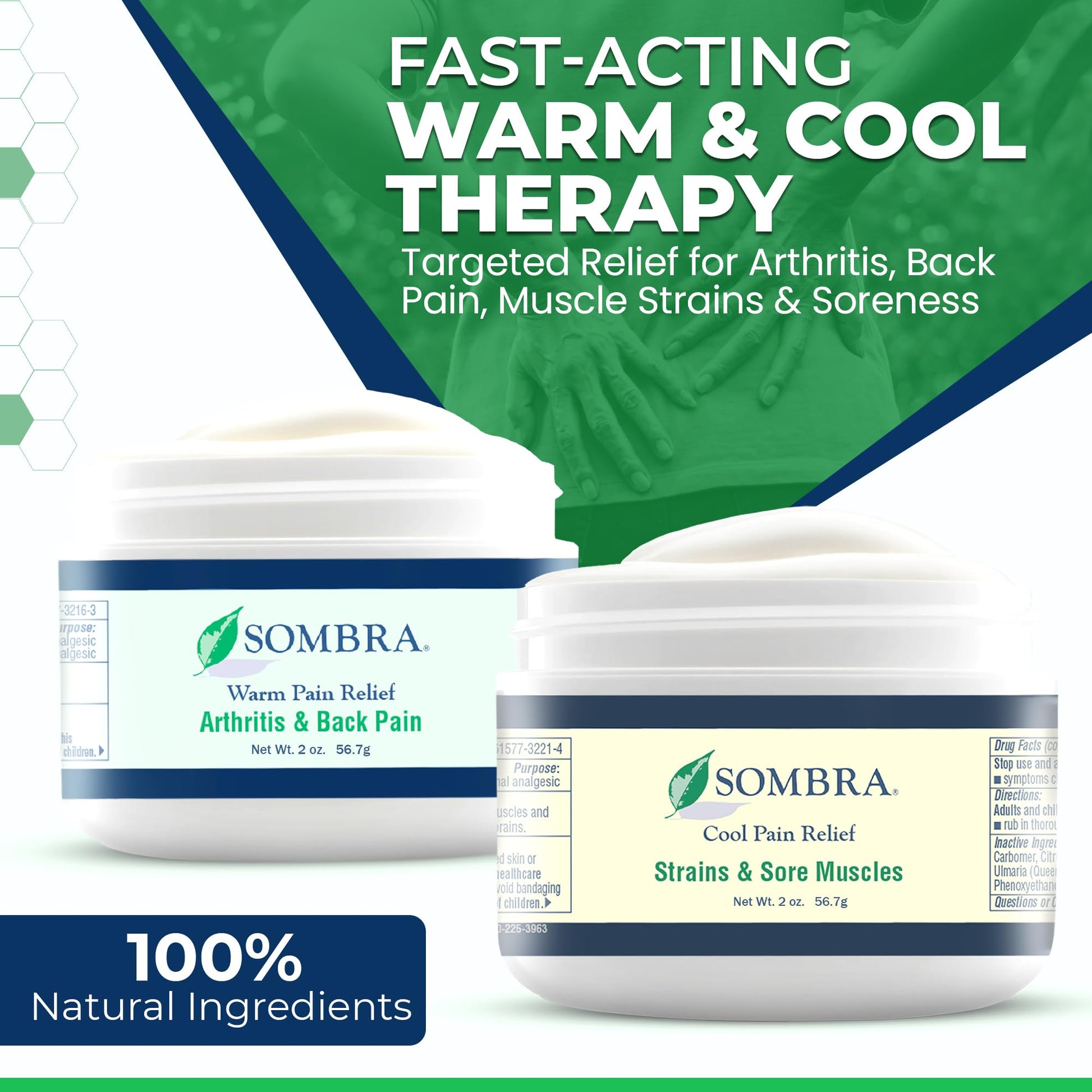 Sombra Warm & Cool Pain Relief Gel, Warm Relief for Arthritis and Chronic Pain Pre-Workout Muscle Rub, Cold for Swelling, Soreness, Post-Workout, Free of Artificial Fragrances, 2oz Per Jar Sombra buy australia supplements