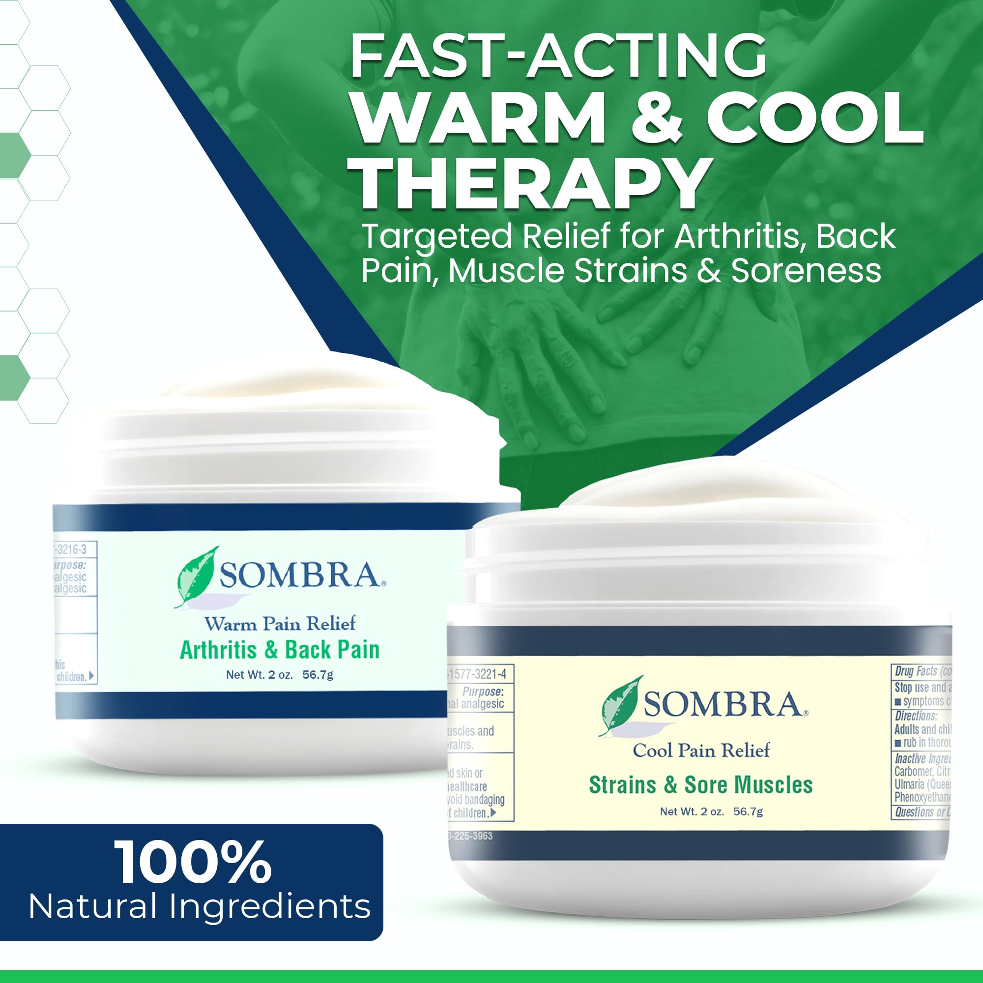 Sombra Warm & Cool Pain Relief Gel, Warm Relief for Arthritis and Chronic Pain Pre-Workout Muscle Rub, Cold for Swelling, Soreness, Post-Workout, Free of Artificial Fragrances, 2oz Per Jar Sombra buy australia supplements
