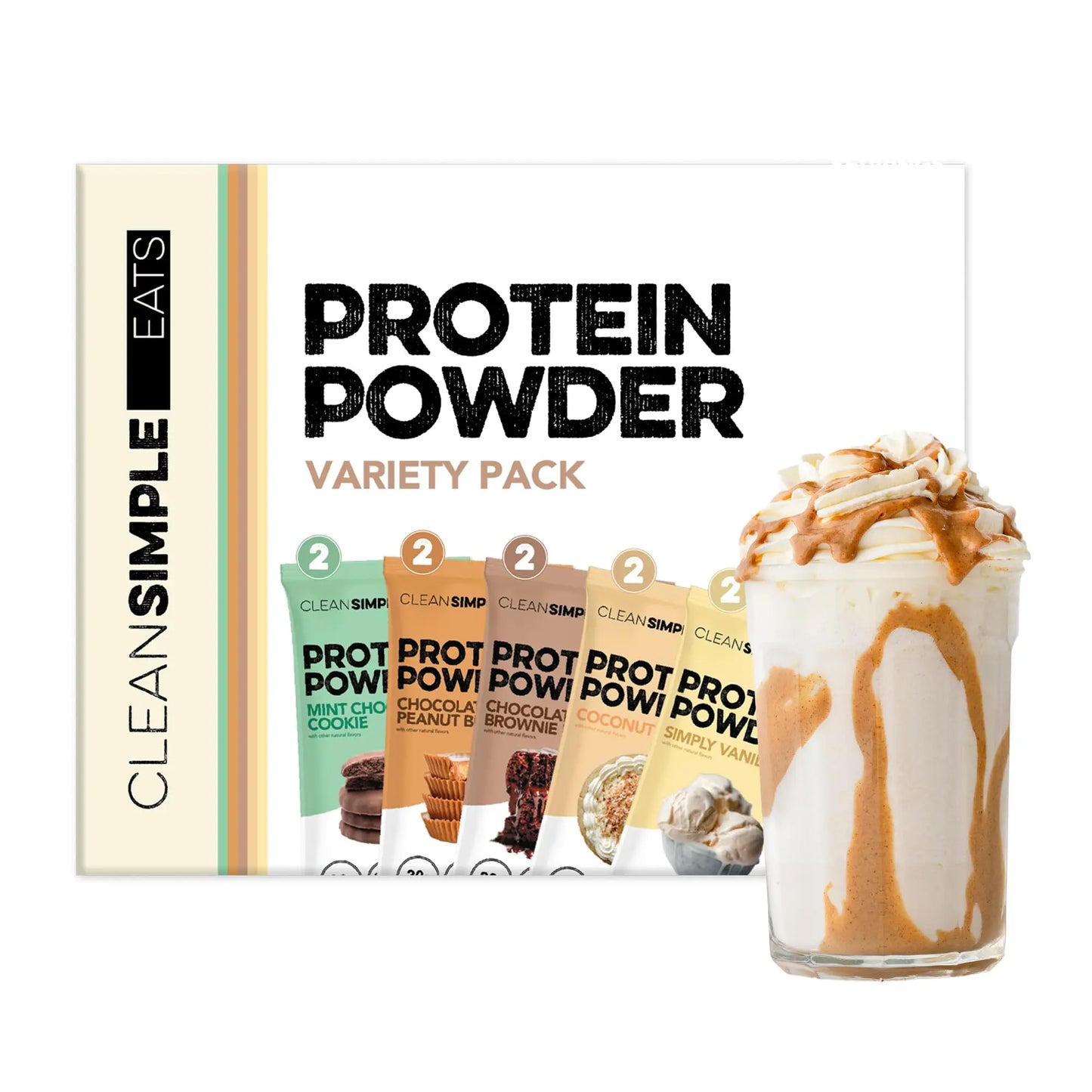Clean Simple Eats Whey Protein Powder, Variety Pack, Naturally Sweetened Flavors, 100% Grass Fed Protein Powder with Digestive Enzymes & No Artificial Ingredients Clean Simple Eats