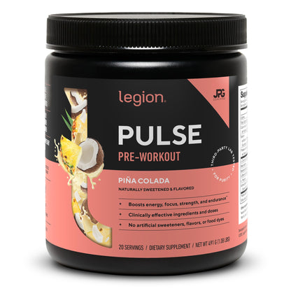 LEGION Pulse Pre Workout Supplement - All Natural Nitric Oxide Preworkout Drink to Boost Energy, Creatine Free, Naturally Sweetened, Beta Alanine, Citrulline, Alpha GPC (Fruit Punch)