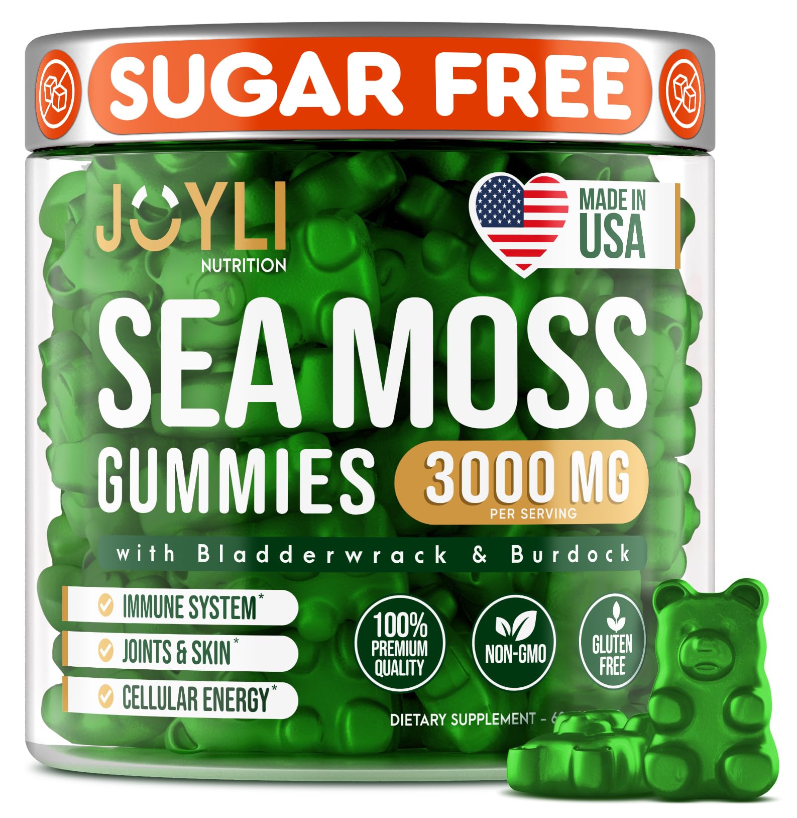 Sea Moss Gummies - Irish Seamoss Gummies for Adults & Kids - Advanced Superfood Supplement with Natural Sea Moss Gel, Bladderwrack & Burdock Root Extract - 60 Vegan Irish Moss Gummy Bears JOYLI Nutrition buy australia supplements