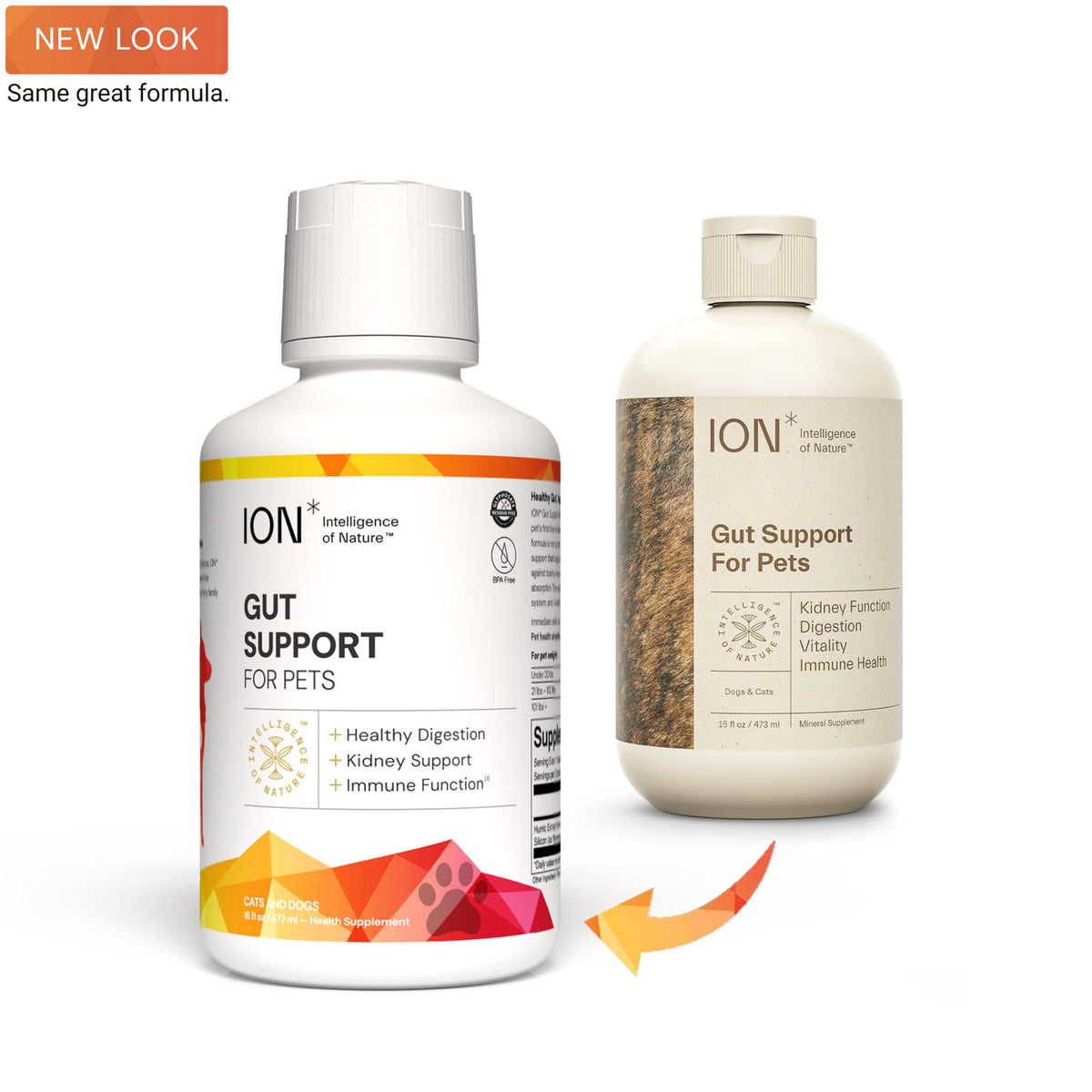 ION* Intelligence of Nature Gut Support For Pets - Liquid Probiotics Drops Alternative for Dogs & Cats, Digestive Health for Puppies, Skin & Hair Health - 16 fl oz (Pack of 1) ION* Intelligence of Nature