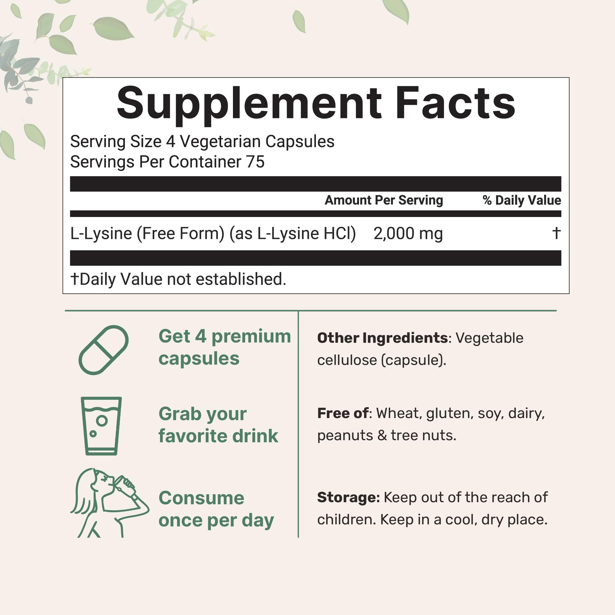 Pure L-Lysine 2,000mg, 300 Veggie Capsules | Maximum Potency, Easily Absorbed, Free Form | Essential Amino Acid for Collagen, Lip, & Immune Support Micro Ingredients buy australia supplements
