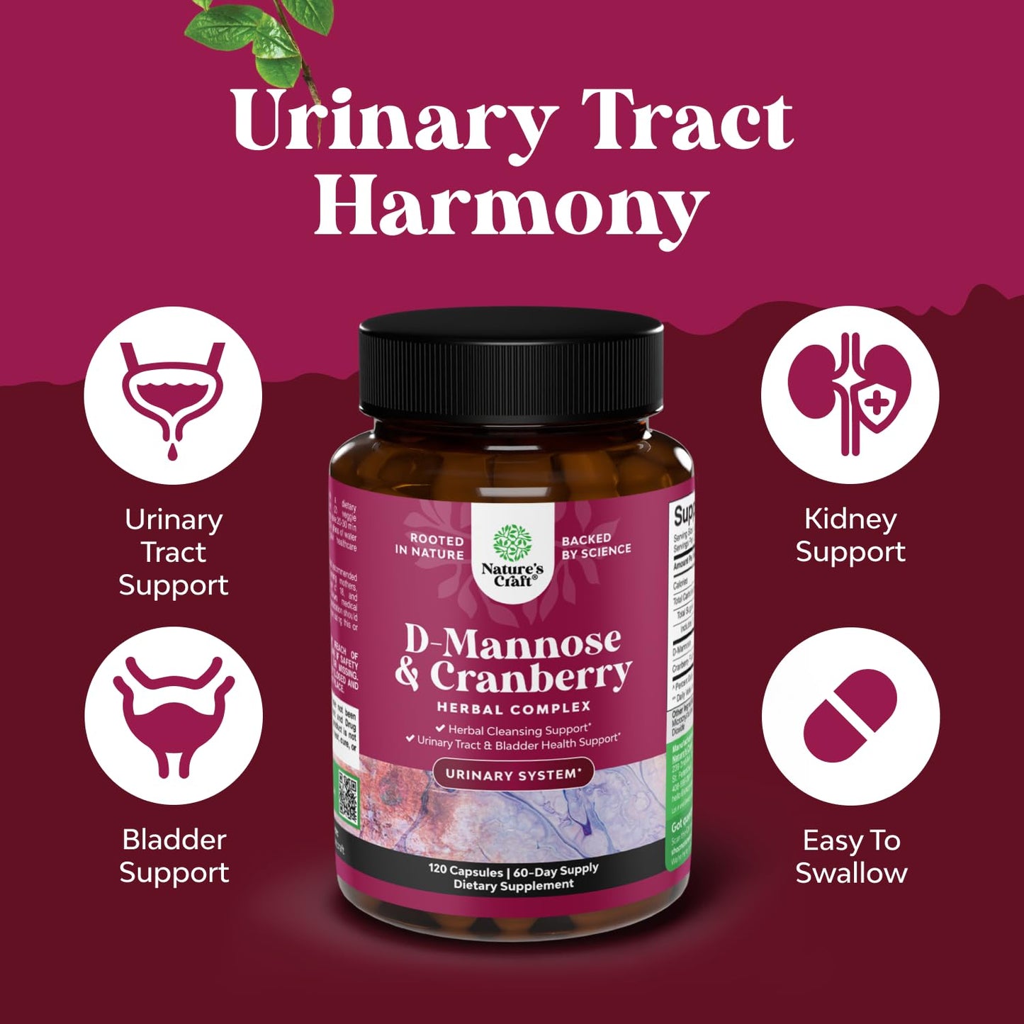 D Mannose with Cranberry Supplement - Potent D Mannose 1000mg Capsules for Kidney Defense Support & Cleanse and Urinary Tract Health for Women & Men - Bladder Health Supplement for Adults - 60 Count Gsupps Australia