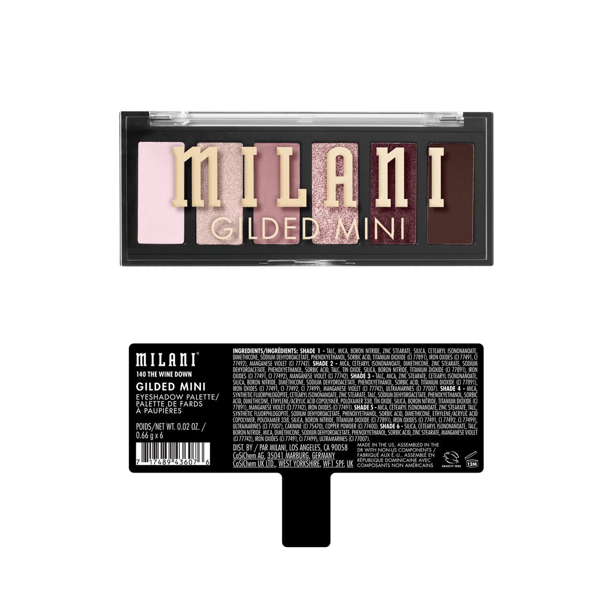 Milani Gilded Mini Eyeshadow Palette Matte Shimmer Makeup - The Wine Down Milani