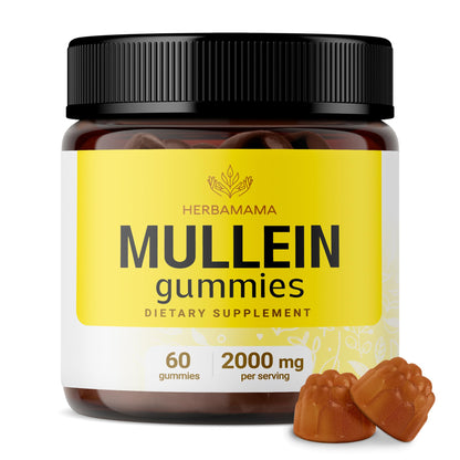 HERBAMAMA Mullein Gummies - Mullein Leaf Dietary Supplement for Respiratory 