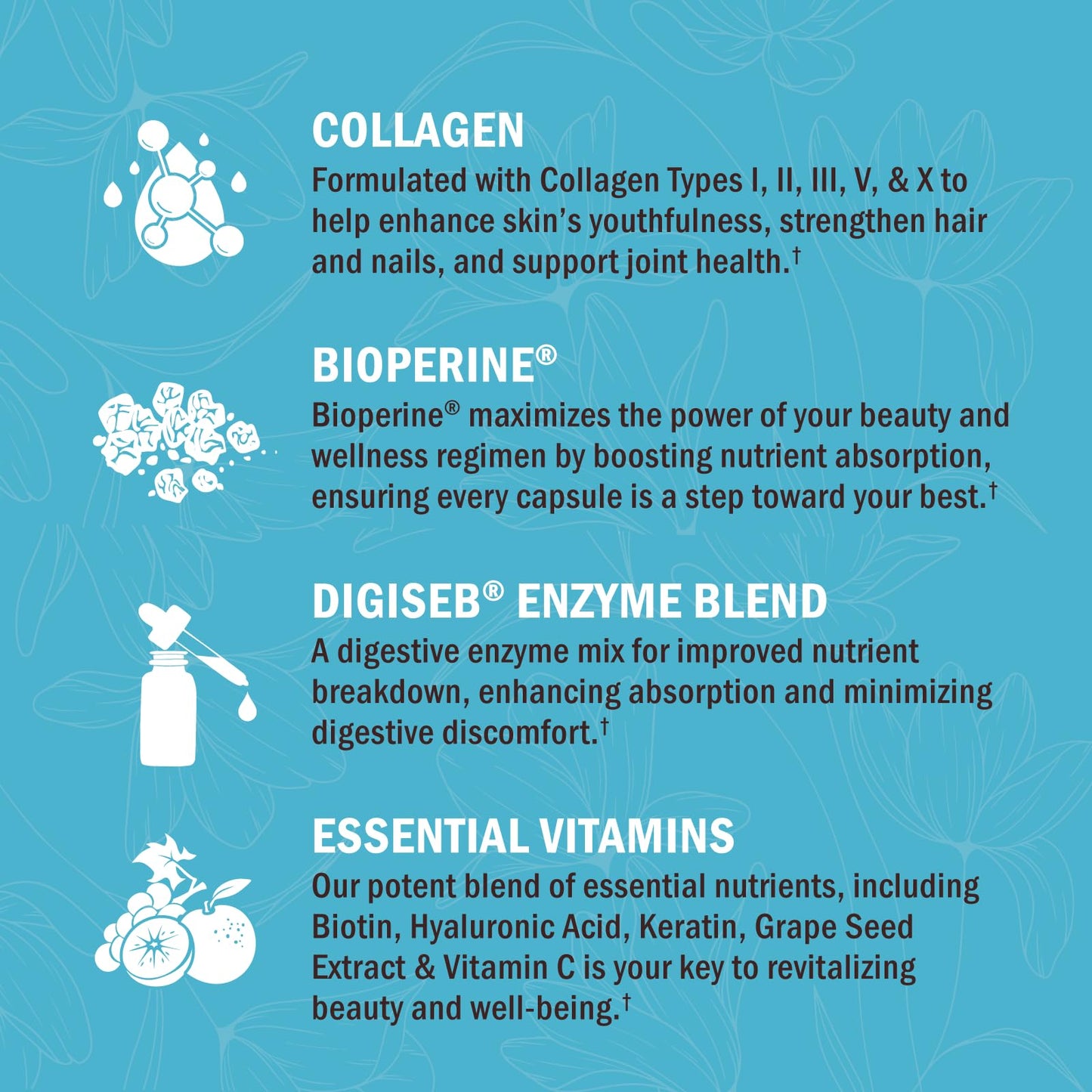 BioSchwartz Hydrolyzed Collagen Peptide Capsules - Multi Collagen Supplements for Women Types I, II, III, V, X with Vitamin C, Biotin, BioSchwartz